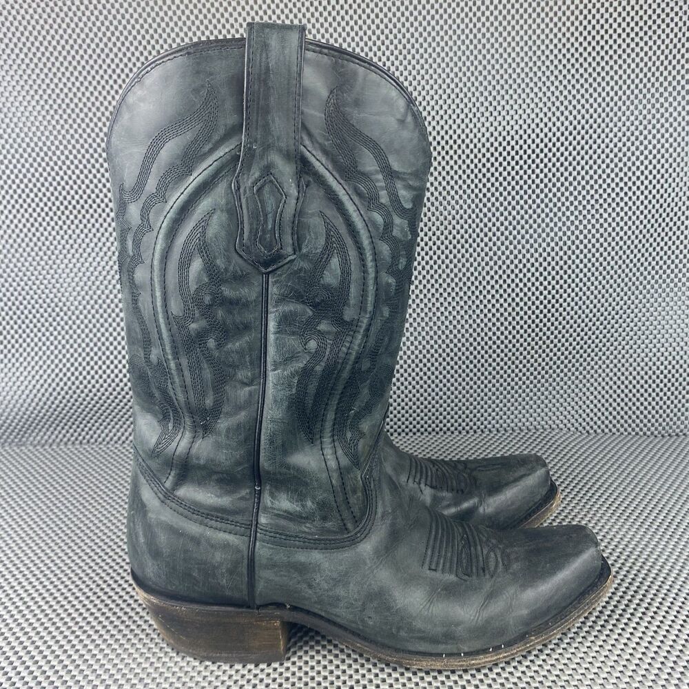 Corral Cowboy Boots Mens 9.5 D Distressed Black Leather Western Embroidered
